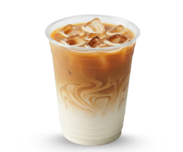 refreshing-iced-latte-macchiato-with-swirling-cream-and-coffee-served-in-a-clear-plastic-cup-and-melting-ice-cubes-transparent-background-free-png